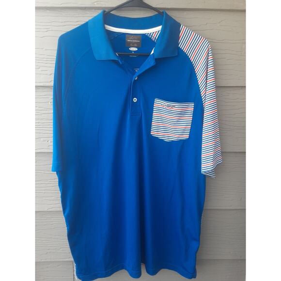 Greg Norman Play Dry Short Sleeve Golf Tennis Ruby Striped Polo Shirt Men's L - Picture 1 of 6